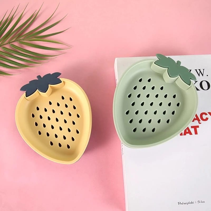 Strawberry Shape Soap Box 🍓 Double Layer Design 🍓