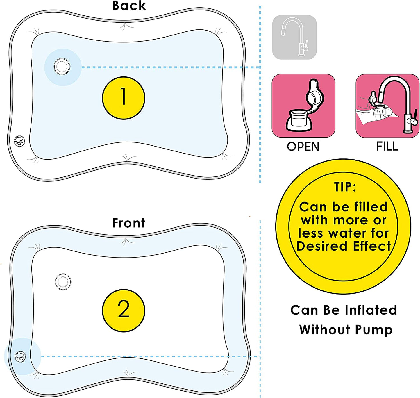 Inflatable Tummy Time Mat, Premium Baby Water Play Mat for Infants and Toddlers for 3 to 24 Months