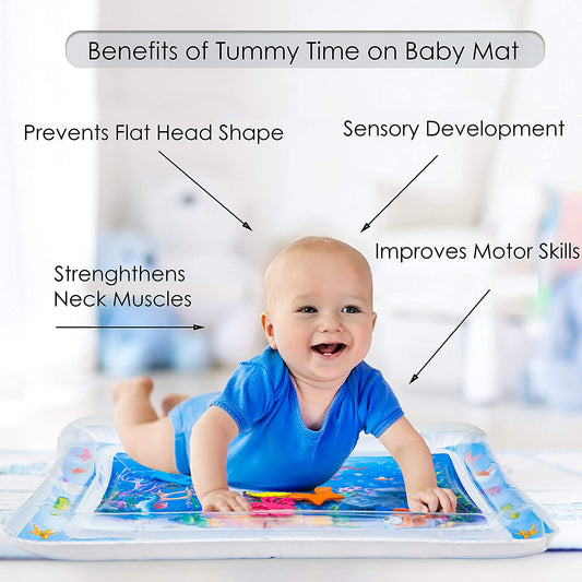 Inflatable Tummy Time Mat, Premium Baby Water Play Mat for Infants and Toddlers for 3 to 24 Months