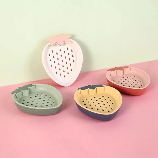 Strawberry  Shape Soap Box 🍓 Double Layer Design 🍓